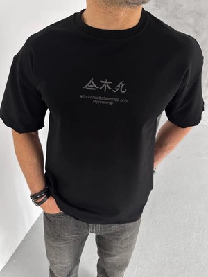 3 Erkek Baskılı Bisiklet Yaka T-Shirt - Siyah