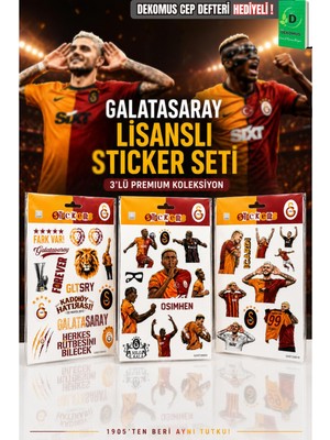 Lisanslı Galatasaray 3'lü Sticker Seti "mauro Icardi,victor Osimhen ve Fark Var"