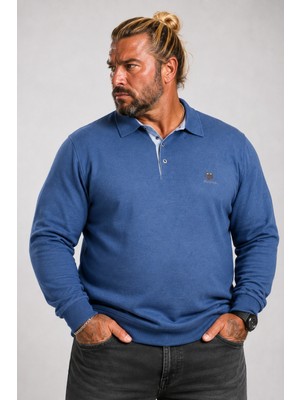 Mocgrande Erkek Büyük Beden Polo Yaka Sweat Moc Grande 24410 Marin