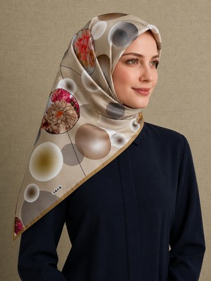 Aker Vizon Füme Karma Desen Tivil İpek Eşarp 8806713 - 912