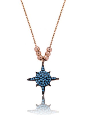 Inure Jewelry Gümüş Mavi Yıldız Bayan Kolye