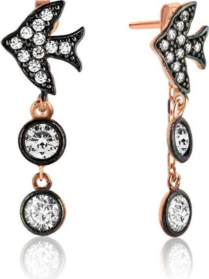 Inure Jewelry Gümüş Zincirli Kırlangıç Küpe