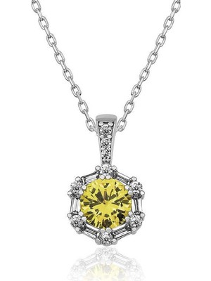 Inure Jewelry ​Gümüş Buğday Sarısı Baget Taşlı Bayan Kolye