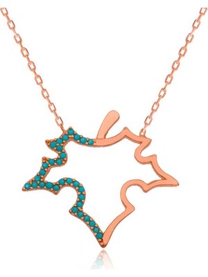 Inure Jewelry Gümüş Mavi Yaprak Bayan Kolye