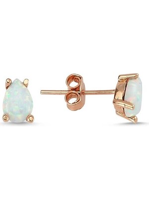 Inure Jewelry ​Gümüş Damla Beyaz Opal Taş Küpe
