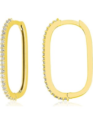Inure Jewelry Gümüş Zirkon Taşlı Halka Kadın Küpe