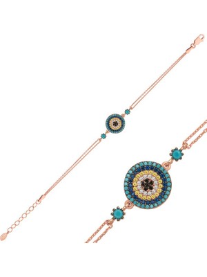 Inure Jewelry Gümüş Rose Nazar Bayan Bileklik