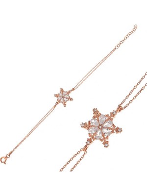 Inure Jewelry ​Gümüş Rose Kar Çiçeği Kadın Bileklik