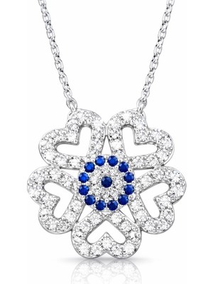 Inure Jewelry Gümüş Nazarlı Kalp Bayan Kolye