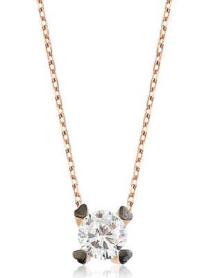 Inure Jewelry Gümüş Kalpli Tek Taş Bayan Kolye