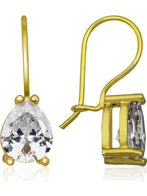 Inure Jewelry ​Gümüş Gold Sallantılı Damla Küpe