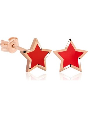 Inure Jewelry Gümüş Fosforlu Kırmızı Yıldız Küpe