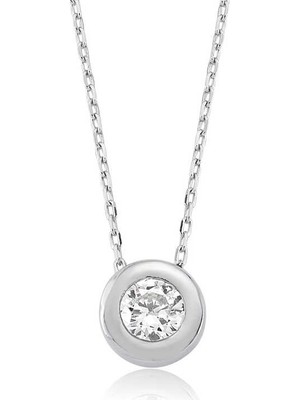 Inure Jewelry Gümüş Tek Taşlı Bayan Kolye
