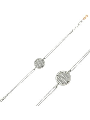 Inure Jewelry Gümüş Beyaz Taşlı Yuvarlak Bayan Bileklik