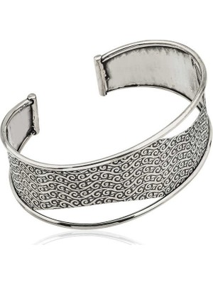 Inure Jewelry Gümüş Eskitme Desenli Bayan Bilezik