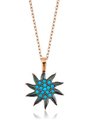 Inure Jewelry Gümüş Mavi Güneş Bayan Kolye