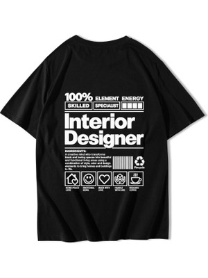 Brz Collection Unisex Oversize Interior Designer T-Shirt Siyah
