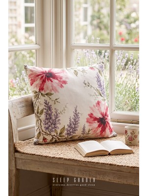 Sleep Garden Lavanta Tasarım Dekoratif Kırlent Kılıfı | Modern Ev Dekoru 43X43