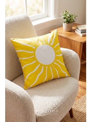 Sleep Garden Güneş Tasarım Dekoratif Kırlent Kılıfı | Modern Ev Dekoru 43X43