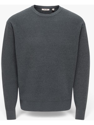 Only & Sons Onsrodger Rlx Crew Neck Knıt Erkek Gri Kazak - 22039789