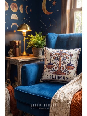 Sleep Garden Terazi/libra Burç Tasarım Modern Dekoratif Kırlent Kılıfı 43X43