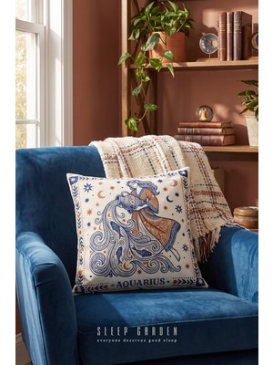Sleep Garden Kova/aquarius Burç Tasarım Modern Dekoratif Kırlent Kılıfı 43X43