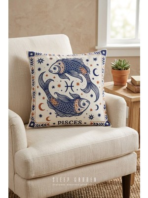 Sleep Garden Balık/pisces Burç Tasarım Modern Dekoratif Kırlent Kılıfı 43X43