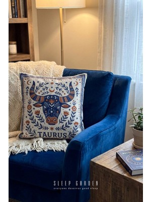 Sleep Garden Boğa/taurus Burç Tasarım Modern Dekoratif Kırlent Kılıfı 43X43