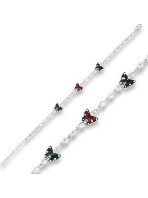 Inure Jewelry ​Gümüş Mineli Kelebek Bayan Bileklik