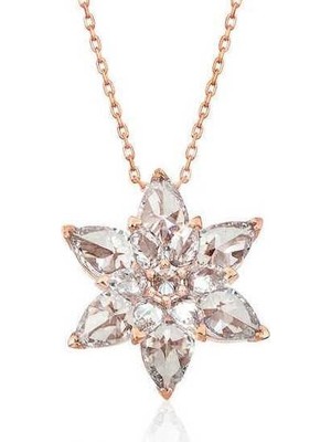 Inure Jewelry Gümüş Rose Beyaz Lotus Çiçeği Kolye