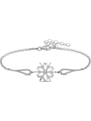 Inure Jewelry ​Gümüş Baget Taşlı Kar Tanesi Bileklik