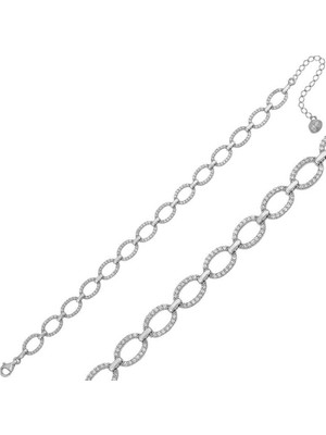 Inure Jewelry Gümüş Oval Taşlı Bayan Bileklik