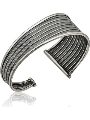 Inure Jewelry Gümüş Eskitme Desenli Bayan Bilezik