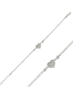 Inure Jewelry Gümüş Kalpli Bayan Bileklik