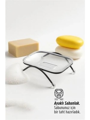 Enco Store Ayaklı Sabunluk – Su Giderli, Şeffaf Tasarım, 12 x 9 Cm, Tezgah Üstü Kullanım