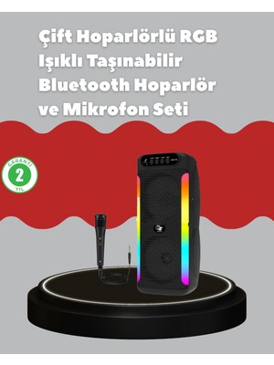 Astraltech Çift 4 Inç Hoparlörlü Rgb Işıklı Bluetooth Ses Sistemi