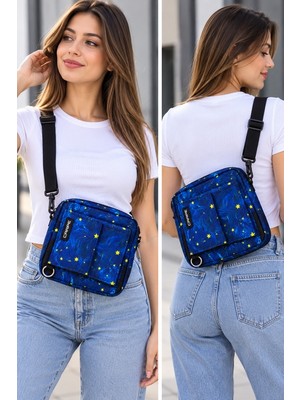Nirvana Unisex Desenli Ayarlanabilir Askılı Omuz Çantası Mavi