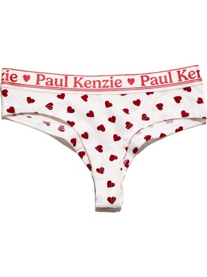 Paul Kenzie Valentine Collection - Kadın Cheeky Külot - Burgundy Hearts
