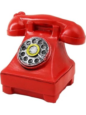 Gees Global Kırmızı Ankesörlü Telefon Biblosu - Vintage Tasarım - Reçine Süs Eşyası