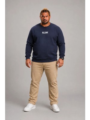 Moc Grande Mocgrande Erkek Büyük Beden Sıfır Yaka Sweat Hlsnk 23204 INDIGO