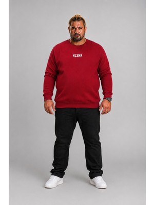 Moc Grande Mocgrande Erkek Büyük Beden Sıfır Yaka Sweat Hlsnk 23204 BORDO