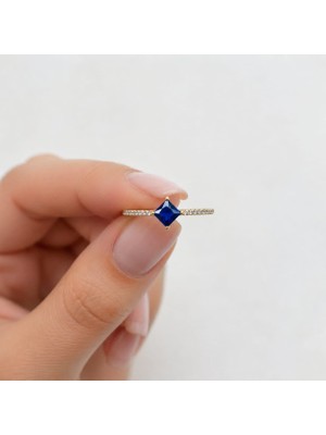 Keops Pırlanta Safir Taşlı Pırlanta Minimalist Yüzük - 3002009