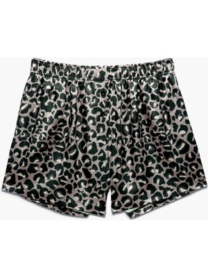 Paul Kenzie Desenli Kadın Saten Şort - Silky Leopard