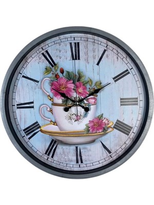Toyigoo Gri Flower Cup 36 cm Duvar Saati IEG4546GV-458FJGHV