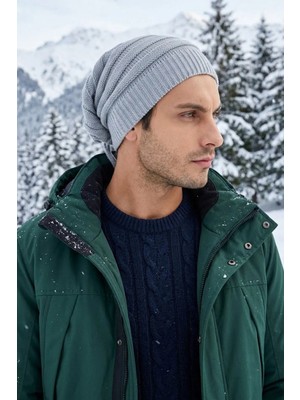 Ritagarcia Unisex Arkası Ipli Büzgülü Triko Bere Kışlık Dökümlü Slouchy Beanie Bere