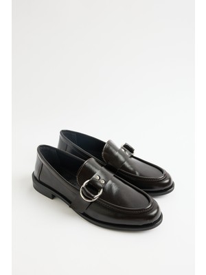 Lutvelizade Loafer 2603 - Metal Toka Detaylı Acı Kahve Kadın Loafer