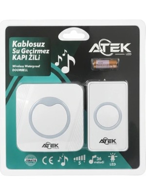Beruflic Beyaz Kablosuz Su Geçirmez Kapı Zili