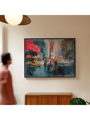 Pegziz Modern New York Şehir Manzarası Çerçeveli Sanat Poster Duvar Dekoru