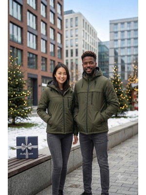 Lumt Unisex Haki Yeşil Içi Polarlı Yağmurluk/rüzgarlık /kışlık/mevsimlik/ceket/mont/ Bay Bayan Uyumlu Genç ve Yetişkin /su Itici / Rüzgar Geçirmez Kapüşonlu/ Fermuarlı Üst / Günlük / Outdoor / Spor