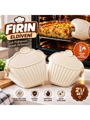 Kea Ev Eşyaları 2’li Silikon Cupcake Fırın Eldiveni – Isıya Dayanıklı Mutfak Eldiveni, Tencere Tepsi Tutacağı